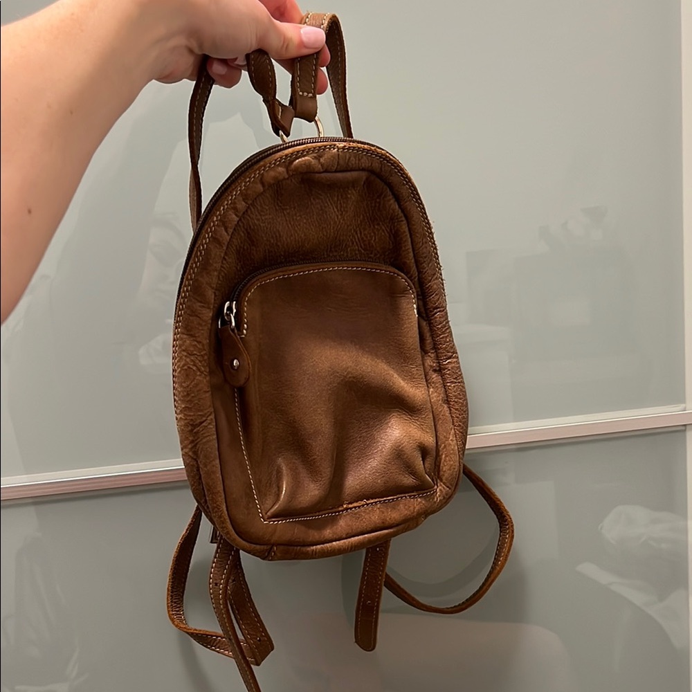 Roots Brown Leather Backpack